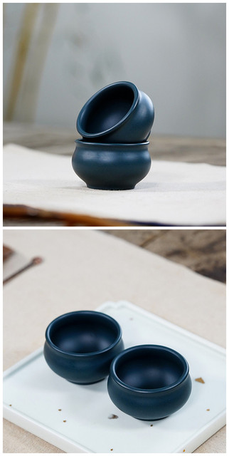 Zestaw 2 filiżanek Yixing z purpurowej gliny, ręcznie wykonanych, na herbatę, 30ml - Wianko - 2
