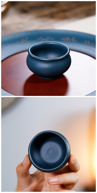 Zestaw 2 filiżanek Yixing z purpurowej gliny, ręcznie wykonanych, na herbatę, 30ml - Wianko - 4