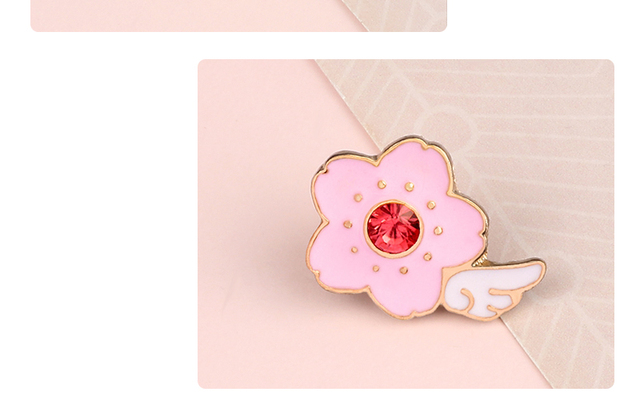 Broszka Cardcaptor Sakura - magiczna książka, różdżka, Lapel emalia, różowy samochód z różą, kwiatowa torba, klasyczna animacja, biżuteria prezent - Wianko - 6