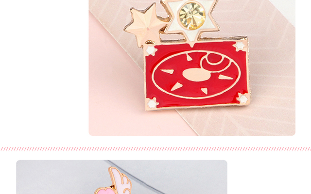 Broszka Cardcaptor Sakura - magiczna książka, różdżka, Lapel emalia, różowy samochód z różą, kwiatowa torba, klasyczna animacja, biżuteria prezent - Wianko - 10