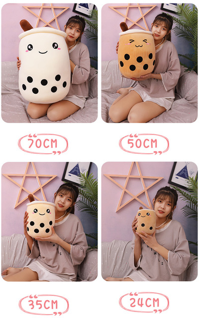 Miękka poduszka Bubble Tea Boba Plushies - pluszowa zabawka w kształcie kubka bubble tea z nadzieniem herbata mleczna - prezent dla dzieci i dziewczynki - Wianko - 3