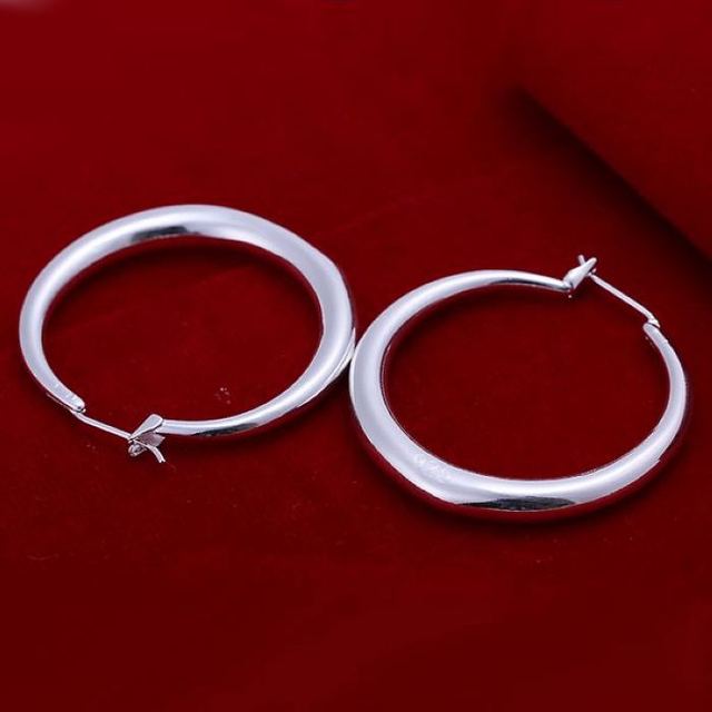 Srebrne okrągłe kolczyki z zapięciem typu sztyft dla kobiet - najlepszy prezent na Boże Narodzenie - model E020 - Wianko - 16