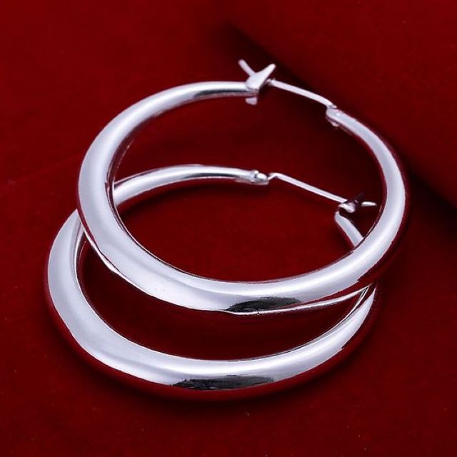 Srebrne okrągłe kolczyki z zapięciem typu sztyft dla kobiet - najlepszy prezent na Boże Narodzenie - model E020 - Wianko - 14