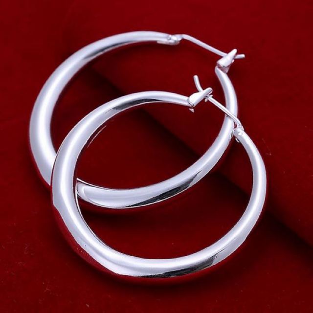 Srebrne okrągłe kolczyki z zapięciem typu sztyft dla kobiet - najlepszy prezent na Boże Narodzenie - model E020 - Wianko - 13
