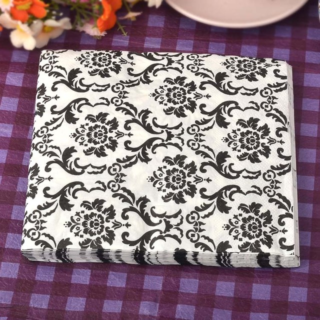 Vintage serwetki decoupage kwiaty czarno-białe na imprezę - 20 szt - Wianko - 57