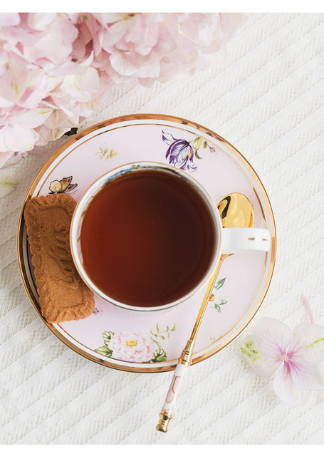 Kubek do herbaty i kawy EECAMAIL Ceramic English Afternoon - styl europejski, wykonanie z delikatnej porcelany kostnej, luksusowe wykonanie - Wianko - 4