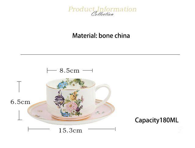 Kubek do herbaty i kawy EECAMAIL Ceramic English Afternoon - styl europejski, wykonanie z delikatnej porcelany kostnej, luksusowe wykonanie - Wianko - 3