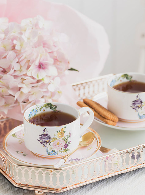 Kubek do herbaty i kawy EECAMAIL Ceramic English Afternoon - styl europejski, wykonanie z delikatnej porcelany kostnej, luksusowe wykonanie - Wianko - 1