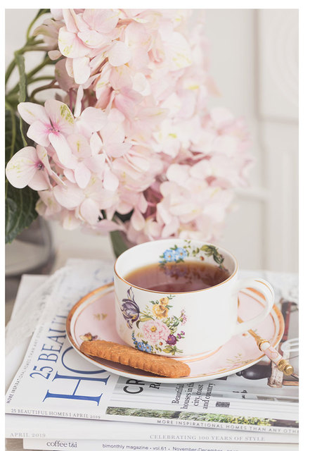Kubek do herbaty i kawy EECAMAIL Ceramic English Afternoon - styl europejski, wykonanie z delikatnej porcelany kostnej, luksusowe wykonanie - Wianko - 5