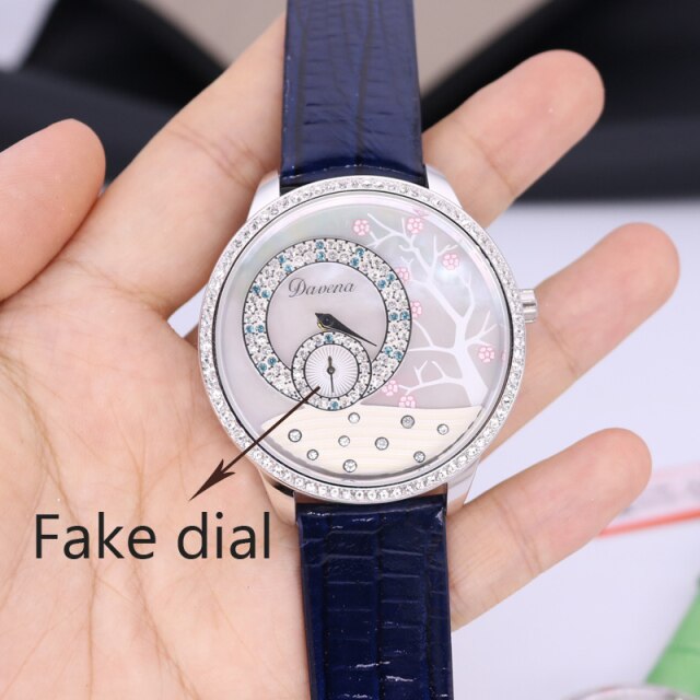 Damski zegarek Melissa łabędź z kryształkami, mechanizm japoński, bransoleta skórzana - Wianko - 25