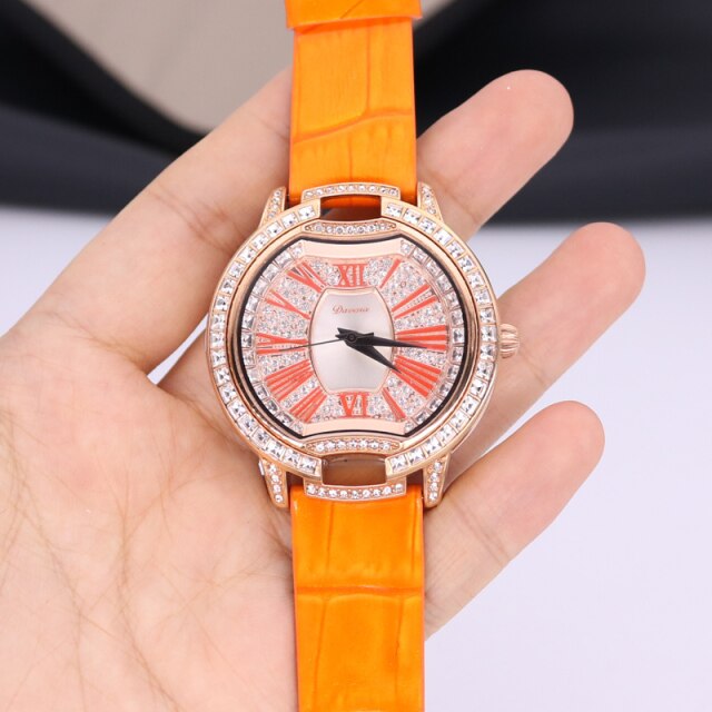 Damski zegarek Melissa łabędź z kryształkami, mechanizm japoński, bransoleta skórzana - Wianko - 17
