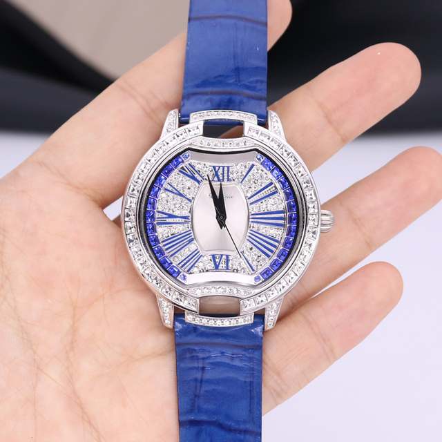 Damski zegarek Melissa łabędź z kryształkami, mechanizm japoński, bransoleta skórzana - Wianko - 45