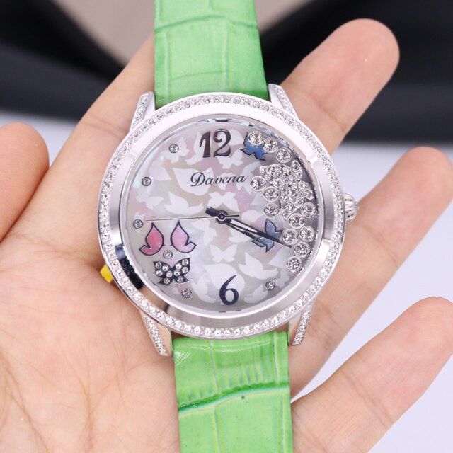 Damski zegarek Melissa łabędź z kryształkami, mechanizm japoński, bransoleta skórzana - Wianko - 23
