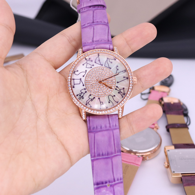 Damski zegarek Melissa łabędź z kryształkami, mechanizm japoński, bransoleta skórzana - Wianko - 37