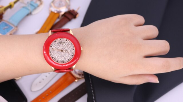 Damski zegarek Melissa łabędź z kryształkami, mechanizm japoński, bransoleta skórzana - Wianko - 2