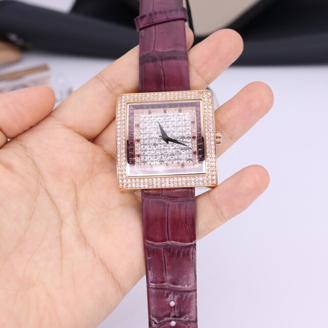 Damski zegarek Melissa łabędź z kryształkami, mechanizm japoński, bransoleta skórzana - Wianko - 13