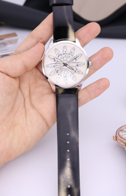 Damski zegarek Melissa łabędź z kryształkami, mechanizm japoński, bransoleta skórzana - Wianko - 9