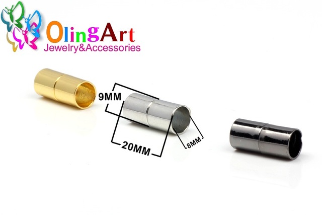 6 sztuk silnych zapięć magnetycznych OlingArt 9*20MM w trzech kolorach pasujących do 8mm okrągłych skórzanych bransoletek i rzemykowych naszyjników - Wianko - 2