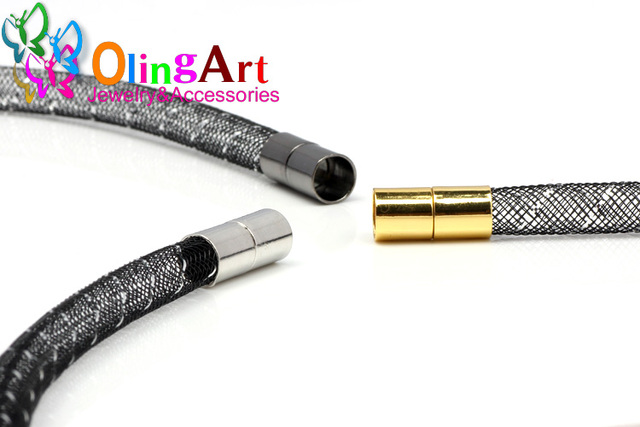 6 sztuk silnych zapięć magnetycznych OlingArt 9*20MM w trzech kolorach pasujących do 8mm okrągłych skórzanych bransoletek i rzemykowych naszyjników - Wianko - 1