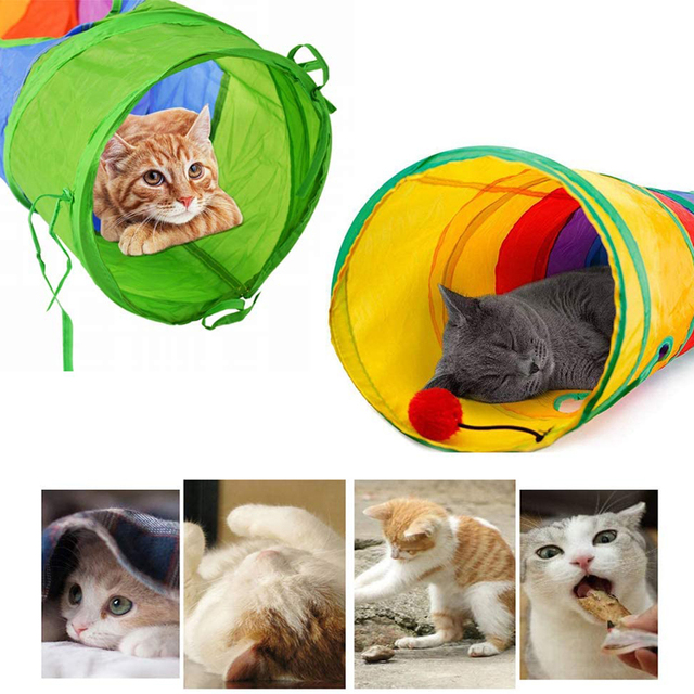 Tunel interaktywny dla kota z piłką do zabawy - Wianko - 1