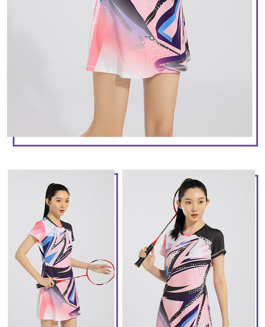 Sukienka Badminton Wear - letnia, szybkoschnąca, krótki rękaw/półrękaw - damska sukienka do gry w tenisa - Wianko - 15