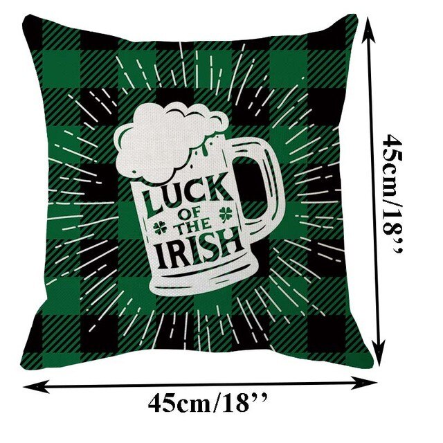 Poszewka dekoracyjna z jednym zielonym liściem St. Patrick's Day na poduszkę len 45x45cm - Wianko - 19