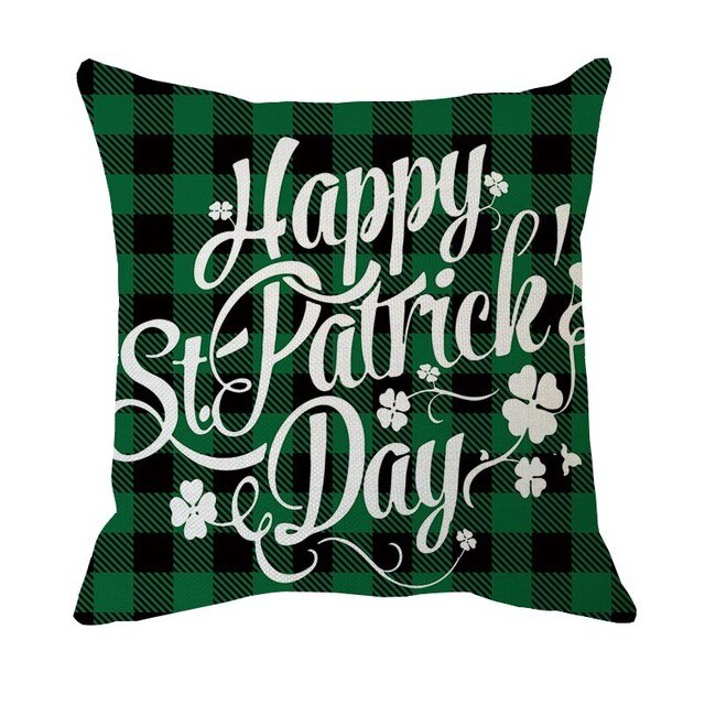 Poszewka dekoracyjna z jednym zielonym liściem St. Patrick's Day na poduszkę len 45x45cm - Wianko - 3