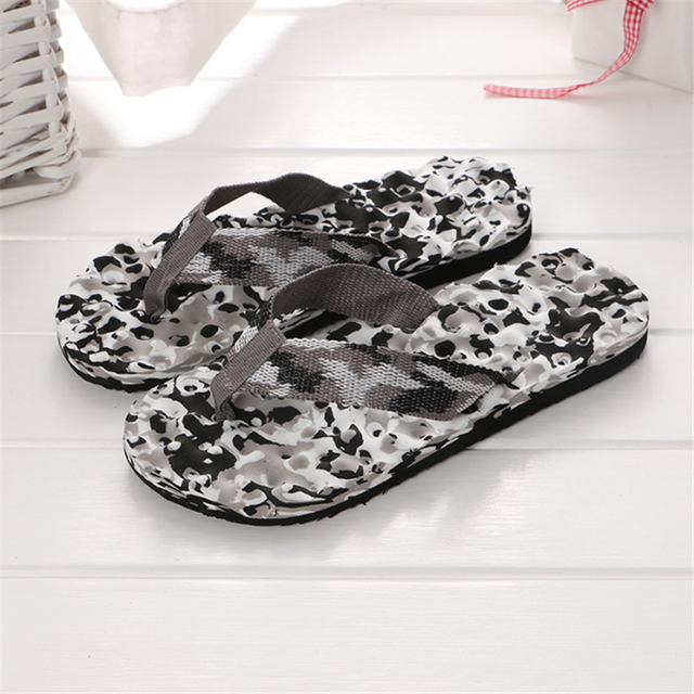 Męskie letnie domowe kapcie klapki podłogowe płaskie buty masaż pantofle kamuflaż - Wianko - 9