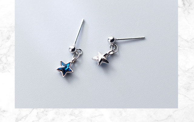 Kolczyki La Monada Star Charm srebrne 925 z niebieskim akcentem - Wianko - 13