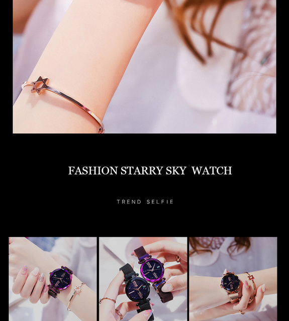 Zegarek damski luksusowy różowe złoto magnes Starry Sky Mesh stalowy kwarcowy wodoodporny - Wianko - 18