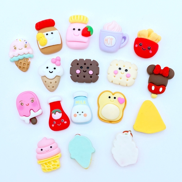 Figurki i miniatury: 20 sztuk uroczych żywicznych miniatur mieszanych z serii Cartoon lodów powraca mieszkanie księga gości Kawaii DIY L52 - Wianko - 2