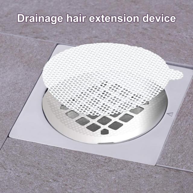 Zestaw 25 jednorazowych spustowych wyłapywaczy włosów - mocny klej, wodoodporny, kwadratowy i okrągły, filtr podłogowy z siatką - naklejka łazienkowa - Wianko - 10