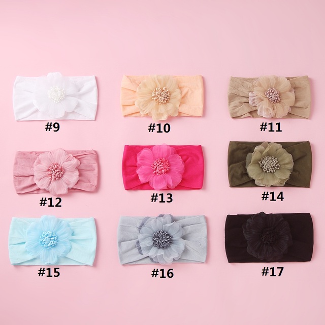 Opaska elastyczna dla dziewczynek - Pojedynczy kwiatowy motyw - Miękki turban z nylonu - Ciepłe nakrycie głowy - Nowy styl 2019 - Wianko - 2