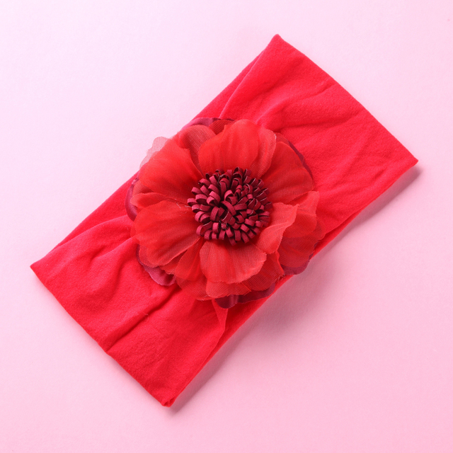 Opaska elastyczna dla dziewczynek - Pojedynczy kwiatowy motyw - Miękki turban z nylonu - Ciepłe nakrycie głowy - Nowy styl 2019 - Wianko - 7