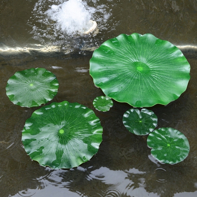 Lotus sztuczny, pływający staw z funkcją wody - 4 paczki, 4 rozmiary liści lotosu - Wianko - 4
