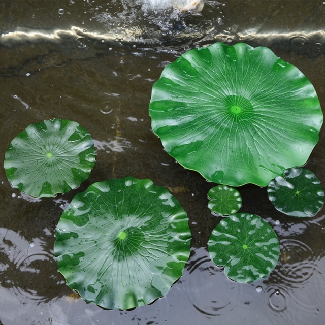 Lotus sztuczny, pływający staw z funkcją wody - 4 paczki, 4 rozmiary liści lotosu - Wianko - 5