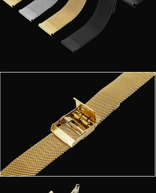 Pasek zegarka Milanese Loop PEIYI - 18mm, 20mm, 22mm - stal nierdzewna, metalowa klamra - Wianko - 14