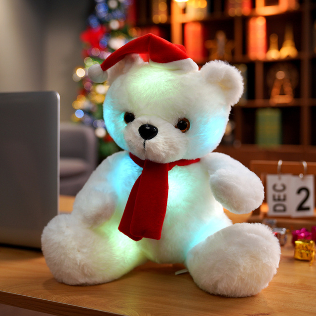 28cm Miś Pluszowy z LED Światłem - Poduszka Napełniana Świecąca w Ciemności z Muzyką Bożonarodzeniową dla Dzieci - Wianko - 11