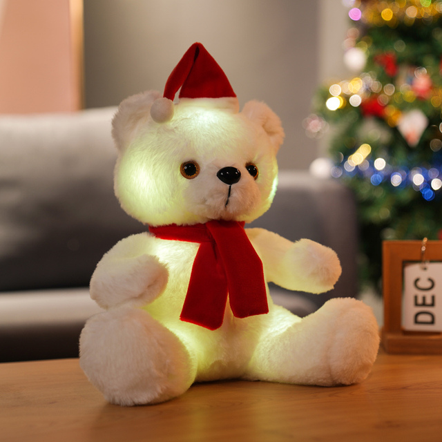28cm Miś Pluszowy z LED Światłem - Poduszka Napełniana Świecąca w Ciemności z Muzyką Bożonarodzeniową dla Dzieci - Wianko - 4