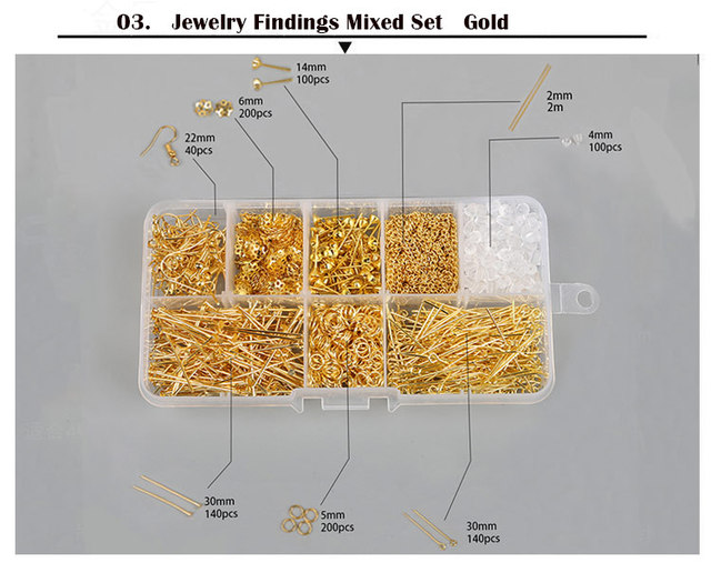 Zestaw elementów do wyrobu biżuterii DIY z otwartymi skokami, pierścieniami, szpilkami, koralikami, czapkami, kolczykami oraz bazą na studia - Wianko - 3