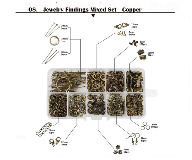Zestaw elementów do wyrobu biżuterii DIY z otwartymi skokami, pierścieniami, szpilkami, koralikami, czapkami, kolczykami oraz bazą na studia - Wianko - 8