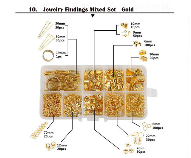 Zestaw elementów do wyrobu biżuterii DIY z otwartymi skokami, pierścieniami, szpilkami, koralikami, czapkami, kolczykami oraz bazą na studia - Wianko - 10