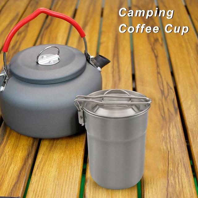 Składany tytanowy kubek Camping 1L - filiżanka kawy, piknik, woda, ze stali nierdzewnej, wielofunkcyjny garnek do podgrzewania na zewnątrz - Wianko - 10