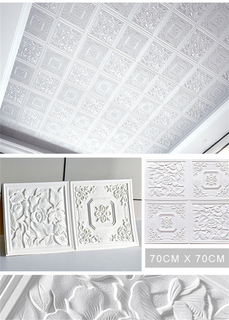Tablica sufitowa z 3D naklejką 70x70cm, wodoodporna tapeta do dekoracji salonu i sypialni - Wianko - 6