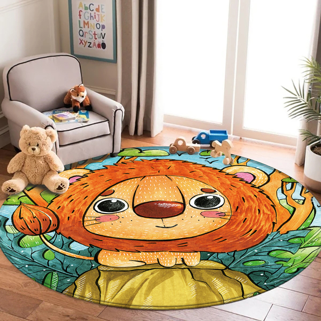 Miękki okrągły dywan dla dzieci - Tapeta Peludo Cartoon - Wianko - 8