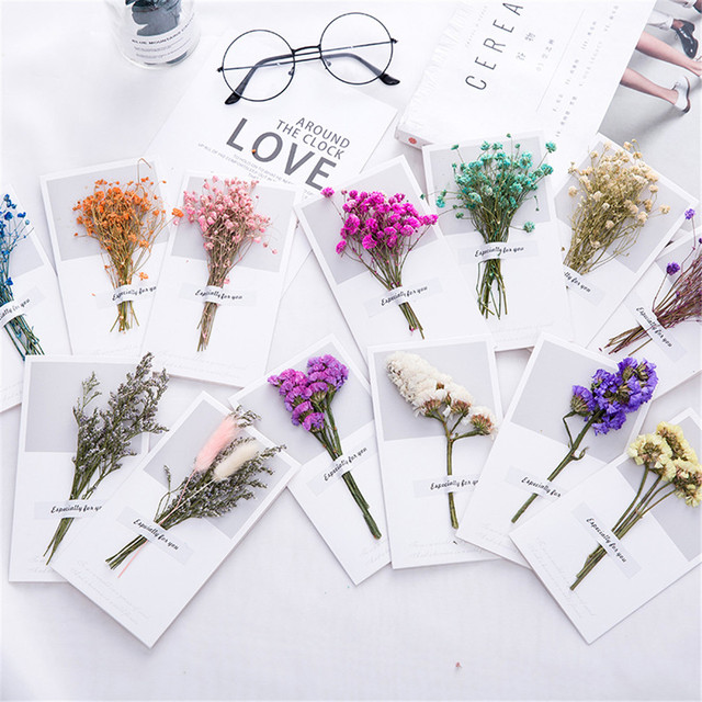 Zestaw 5 sztuk Retro suszonych kwiatowych listów papierowych z ręcznie robioną kopertą i zaproszeniem ślubnym oraz kartką z życzeniami - do pisania - Wianko - 3