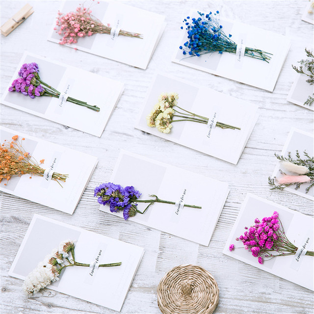 Zestaw 5 sztuk Retro suszonych kwiatowych listów papierowych z ręcznie robioną kopertą i zaproszeniem ślubnym oraz kartką z życzeniami - do pisania - Wianko - 10