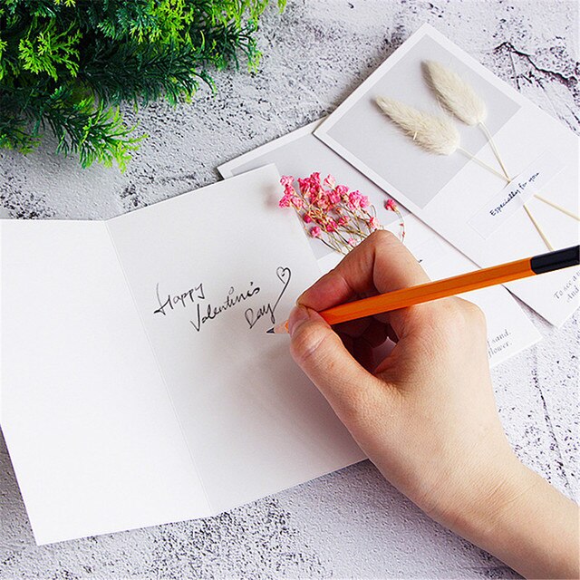 Zestaw 5 sztuk Retro suszonych kwiatowych listów papierowych z ręcznie robioną kopertą i zaproszeniem ślubnym oraz kartką z życzeniami - do pisania - Wianko - 9