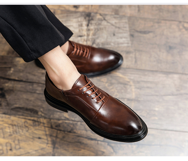 Męskie szpiczaste buty formalne na wiosnę i jesień, idealne do biura, jazdy samochodem i ceremonii - Wianko - 9