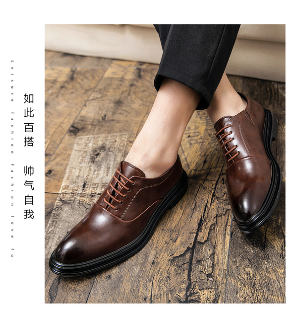 Męskie szpiczaste buty formalne na wiosnę i jesień, idealne do biura, jazdy samochodem i ceremonii - Wianko - 11